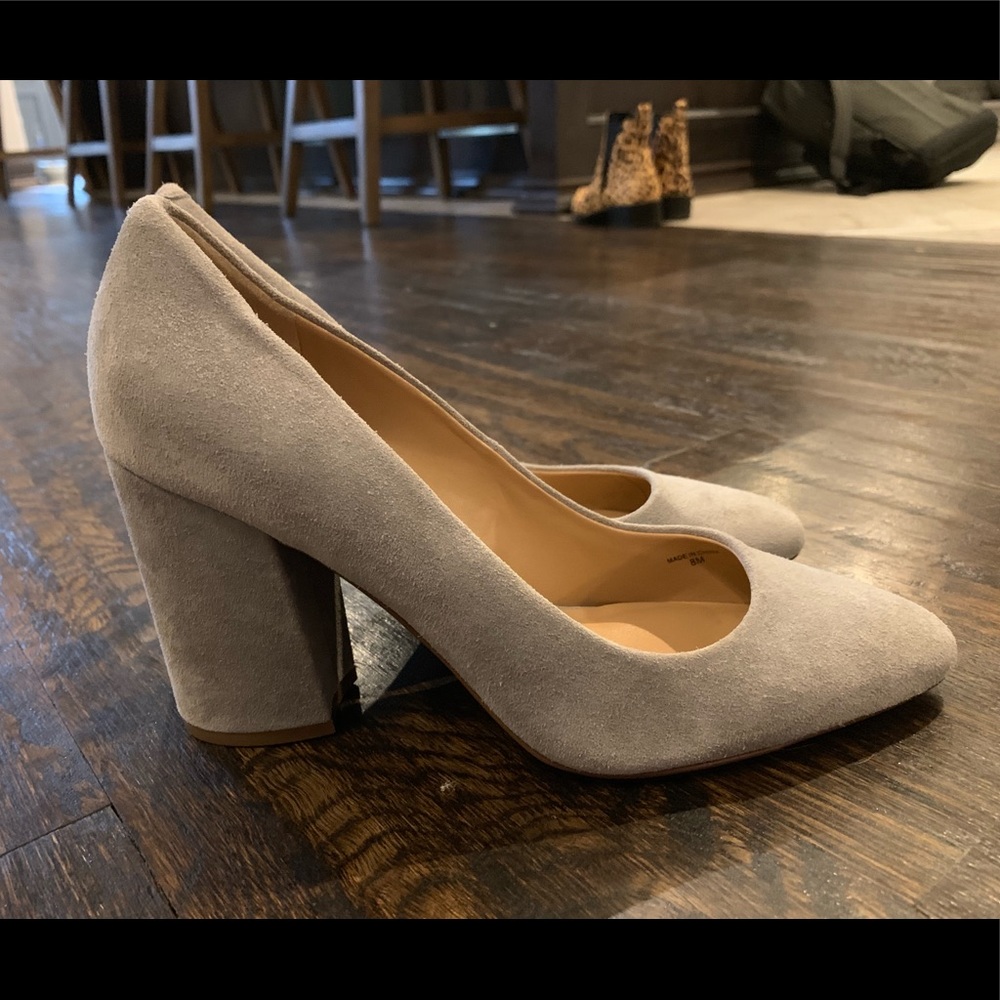 Gray Suede Chunky Heels